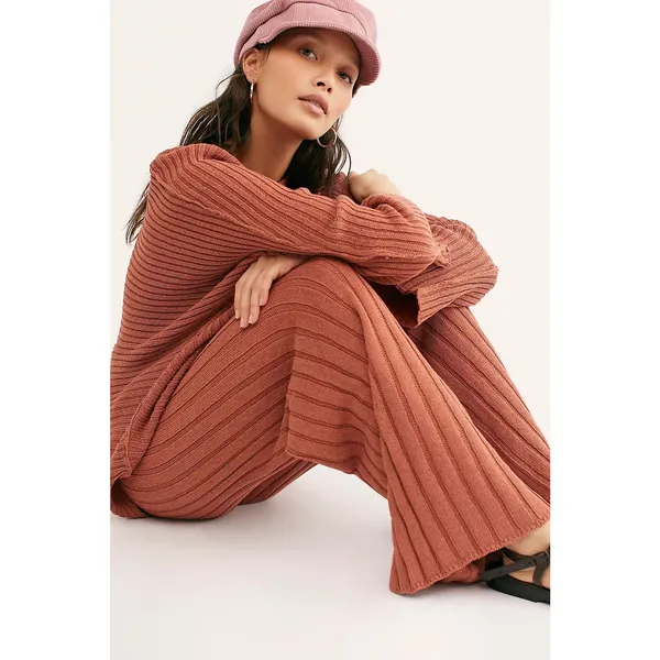 Free People Beach Imogene Oversized Knit Tunic‎ Sweater Top Size Medium Salmon - Image 3