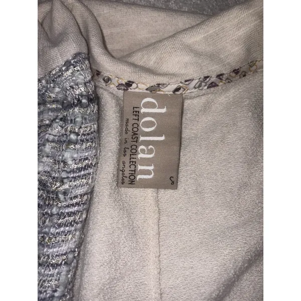 Dolan Anthropologie Mixed Tweed Open Front Cardigan Jacket Raw Edge Fringe S - Image 4
