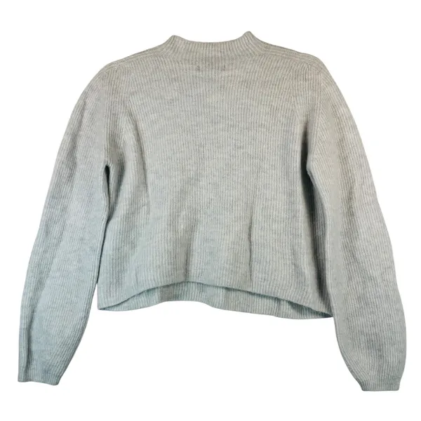 Banana Republic Minimalist Wool Blend Ribbed Sweater Gray Medium‎ Capsule Luxury - Image 2