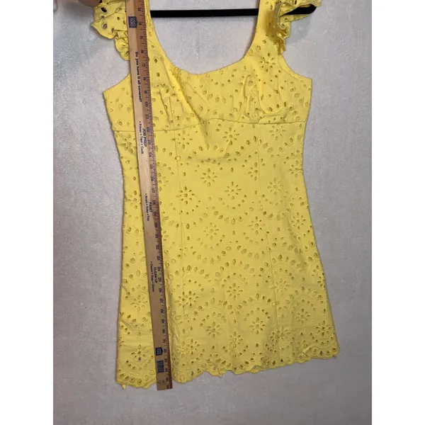 En Saison Guinevere Dress Lemoncello Yellow Eyelet Ruffle Mini Dress Large - Image 11