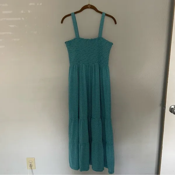 Easel Blue & White Striped Maxi Tiered Dress Summer - Image 2