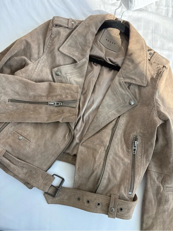 Blank Nyc Brown Genuine Suede Moto Jacket M - Image 3