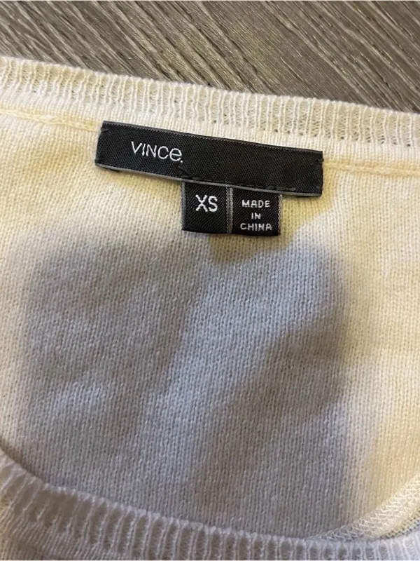 Vince 100% Cashmere Sweater Off White Womens Size XS Round Neck Long Sleeve - Image 7