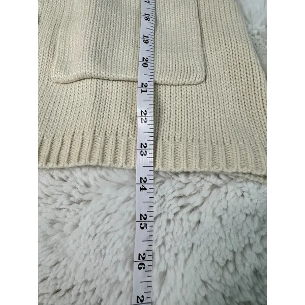ZARA Cream Knit Cardigan Jacket Pearl Rhinestone Buttons 4 Pocket M - Image 7