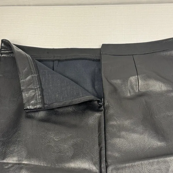 Black Faux Leather A Line Wrap Around Appearance Skirt‎ Plus Size 3XL - Image 4