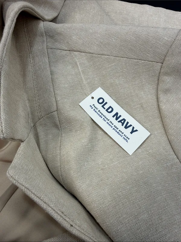 Old Navy NWT Oatmeal Taylor Fitted Linen Blend Suit Blazer Jacket Size Small - Image 7