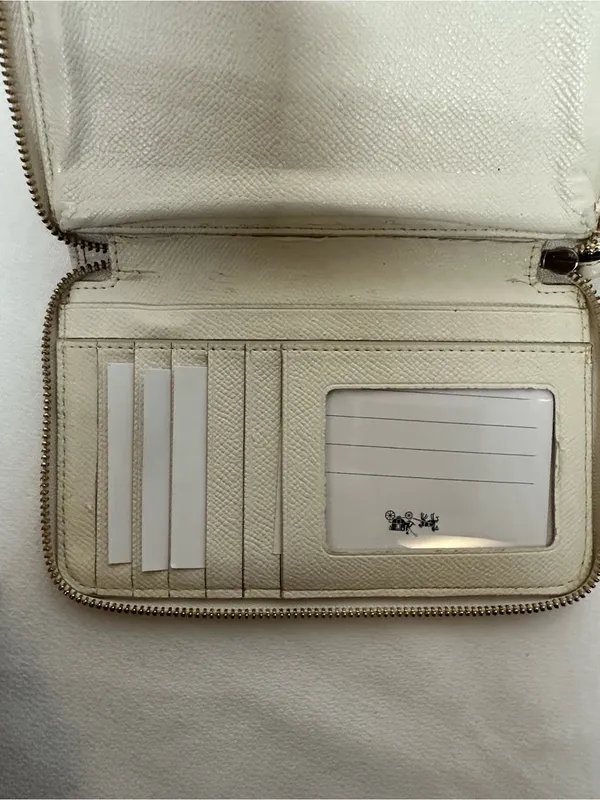 Coach Beige Signature Canvas Zip Wristlet with Leather Trim - Image 9
