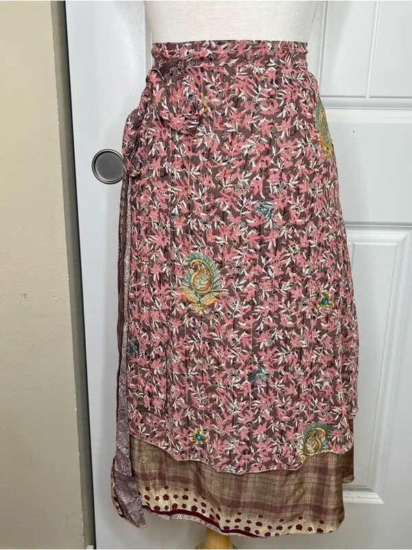Bohemian Silk Wrap Skirt One Size Womens Floral Paisley Festival Summer Boho - Image 2