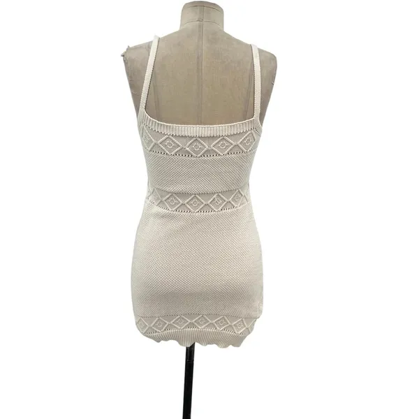 Hello Molly Venus Retrograde Knit Mini Dress Beige Cream Size‎ US 8 - Image 8
