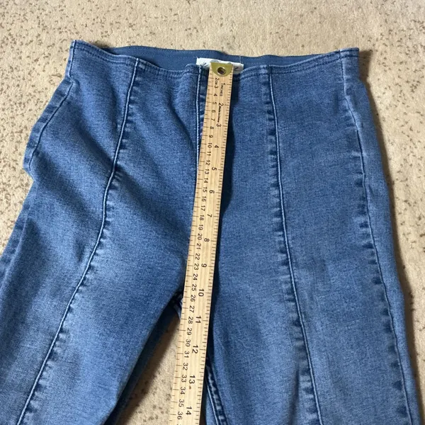 Free People We The Free Penny Flare Jeans Womens 26 Blue High Rise Pull On Seam - Image 5