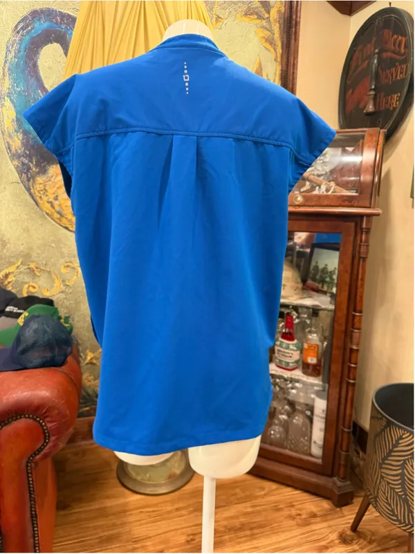 Healing Hands 360 Sandy Scrub Top Royal Blue Zip Stand Collar Stretch Womens M - Image 9