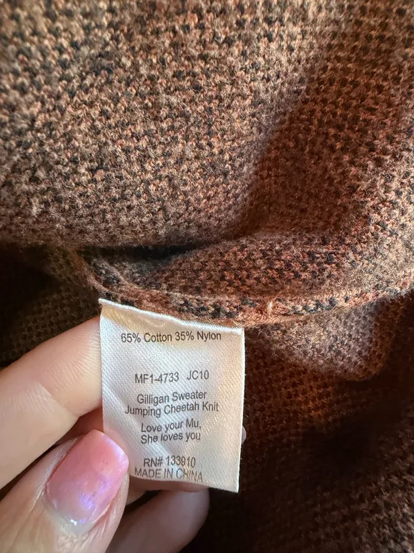 Show Me Your Mumu Gilloan Sweater Small Jumping Cheetah Knit Brown V Neck - Image 3