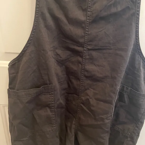 Aerie Gray Cotton Shortall Overalls Tortoise O-Ring Tie‎ Straps XL Forest Beach - Image 6