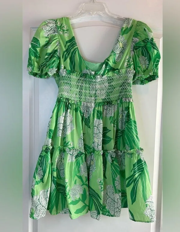 New FARM RIO Dewdrop Floral Green Mini Dress Size Large - Image 6