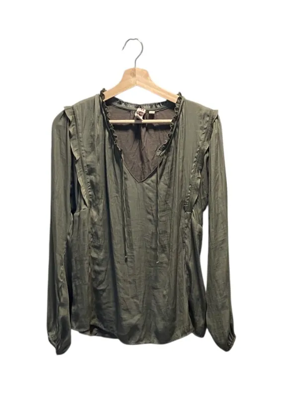 Dolan Anthropologie Prairie Blouse Olive Green Size M Boho Cottagecore Spring - Image 9