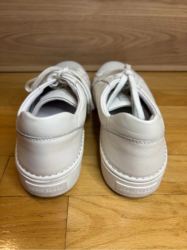 Josef Seibel Women's White Leather Low Top Sneakers - Size 8 - Image 4
