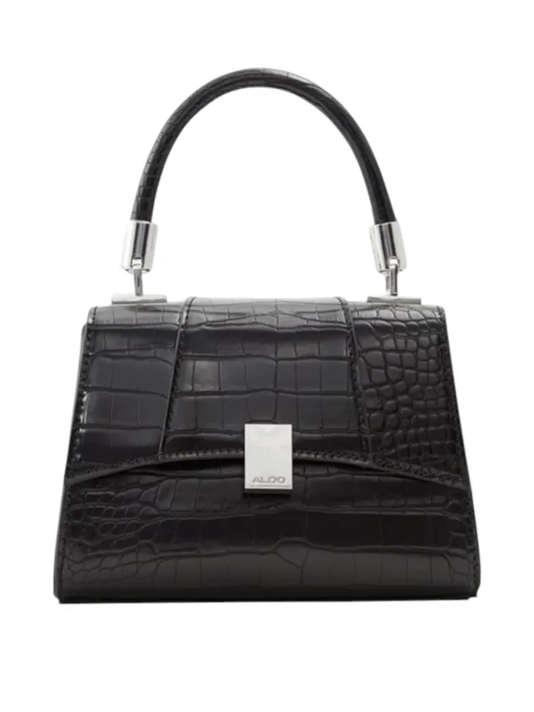 Aldo 𓆈 Vegan Croc Embossed Convertible Crossbody Top Handle Mini Bag 𓆈 Black 𓆈 - Image 3