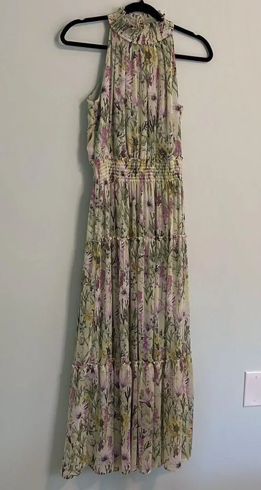Taylor Floral Halter Neck Chiffon Dress- Size 6 - Image 3