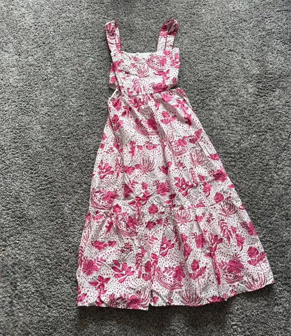 Zara White Midi Dress with Pink Floral Print - Image 2
