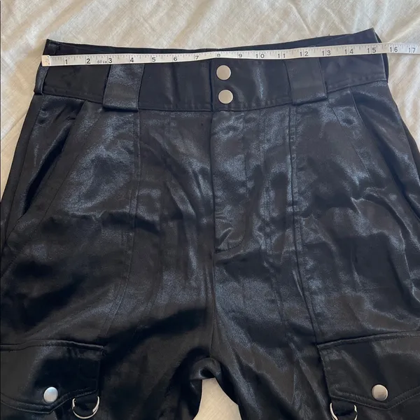 Free People Satin Cargo Pants Wide Leg Gothic Whimsical Sz Medium Baggy - Image 7