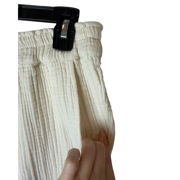 Daise Wide Leg Gauze Pants Women XL Ivory Natural UPF 50+ Organic Cotton Resort - Image 6
