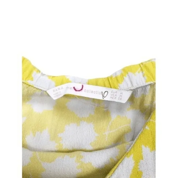 Zara Yellow Polka Dot Off Shoulder Flounce Crop Top Size‎ Medium - Image 4