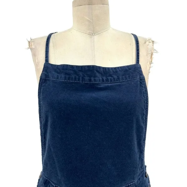 Free People Corduroy Overall Mini Dress Navy‎ Blue Size 4 - Image 4