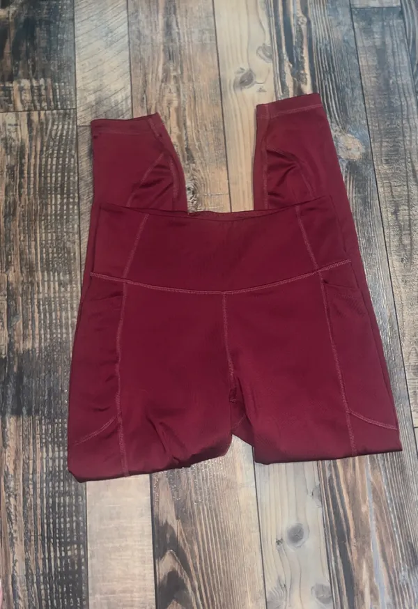 Victoria's Secret High-Waisted Burgundy Leggings - Image 3