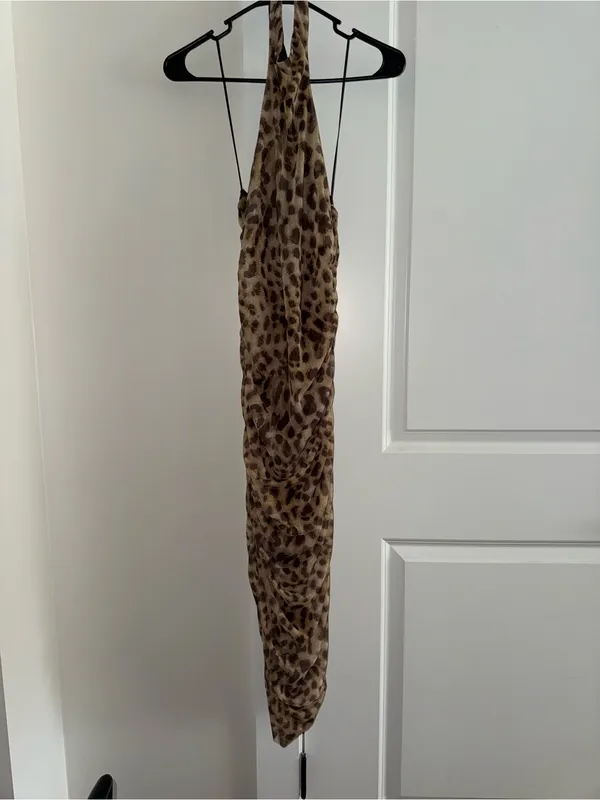Zara Brown and Tan Leopard Halter Dress - Image 4