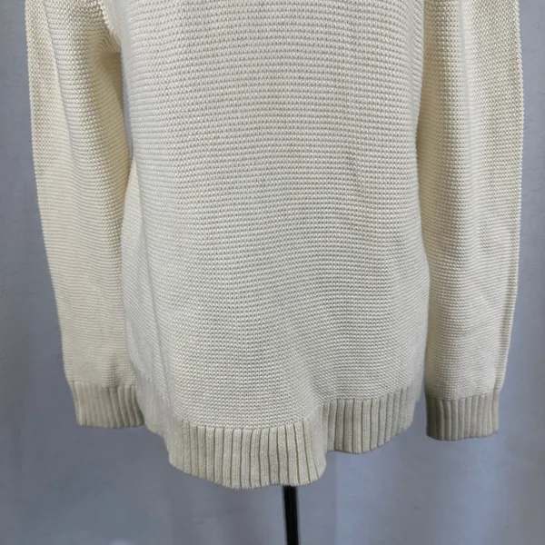 New J. Crew Cream Textured Knit Merino Wool Blend Sweater Womens Large Neutral‎ - Image 3