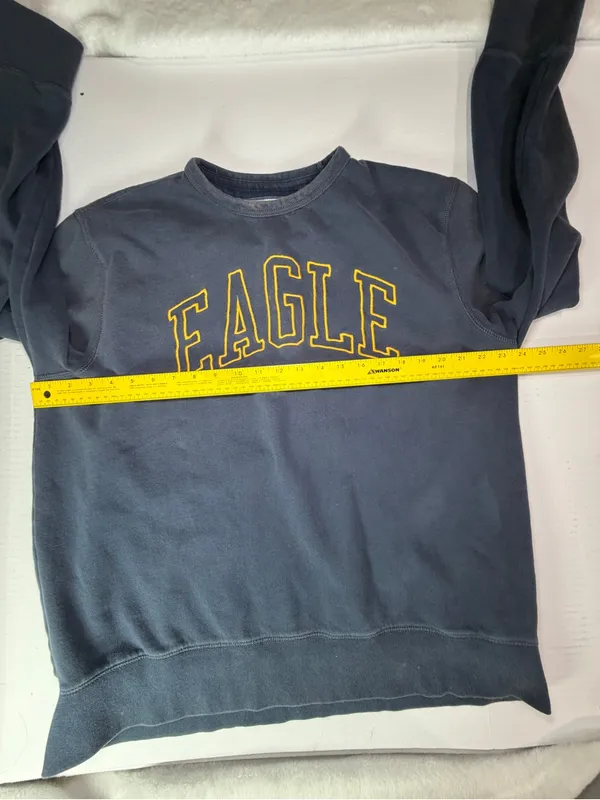 American Eagle Outfitters Navy Sweatshirt with Yellow EAGLE Lettering - Image 3