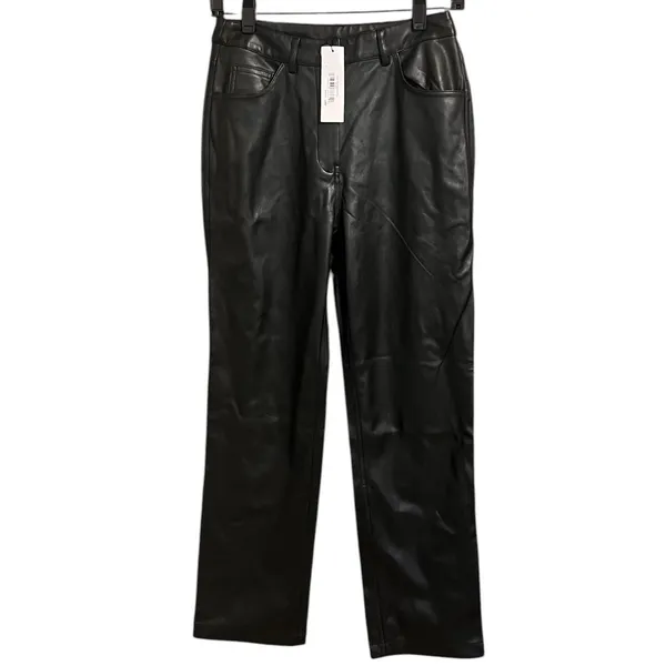 The Drop Jack Vegan Leather Straight Leg Pants Black 26 NWT - Image 3