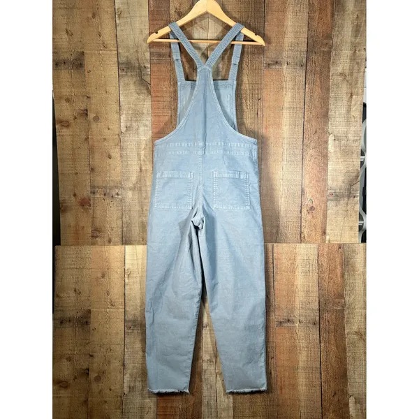 Aerie Light Blue Corduroy Overalls Raw Hem Adjustable Straps Size S Small P - Image 7