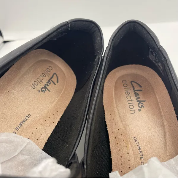 Clarks wide Juliet Palm black grain leather loafers women’s Size 7 1/2 - Image 14