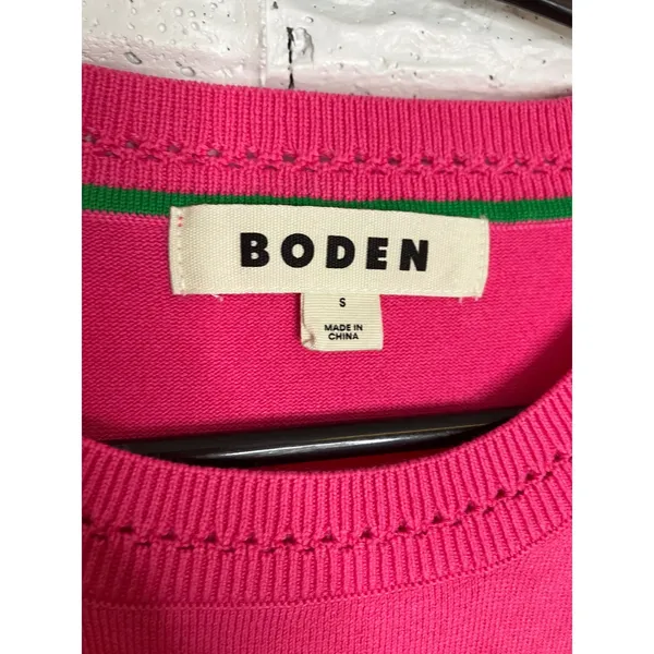Boden Crewneck Sweater Womens Small Pink Excellent Pointelle Cotton Blend‎ K0833 - Image 2