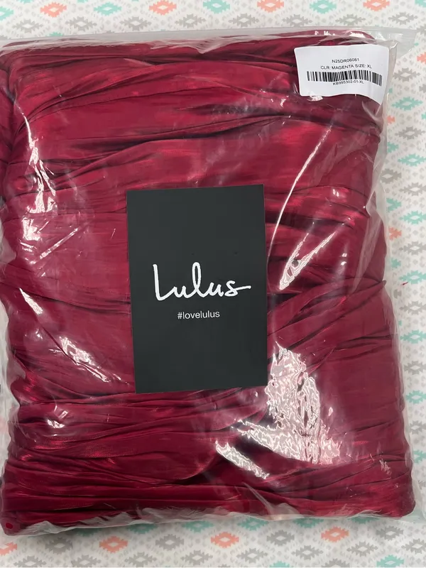 Lulu’s Berry Red Organza Pleated Drop Waist Maxi Dress XL - Image 14