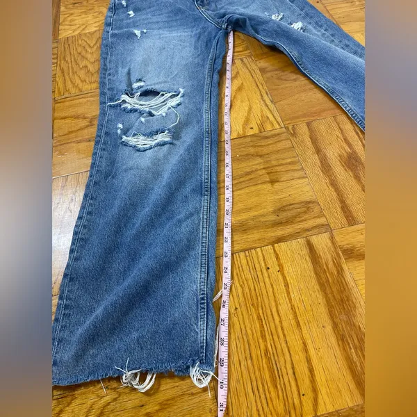 Zara The 90'S Full Length Jeans high Rise med blue size 8 causal distressred - Image 4