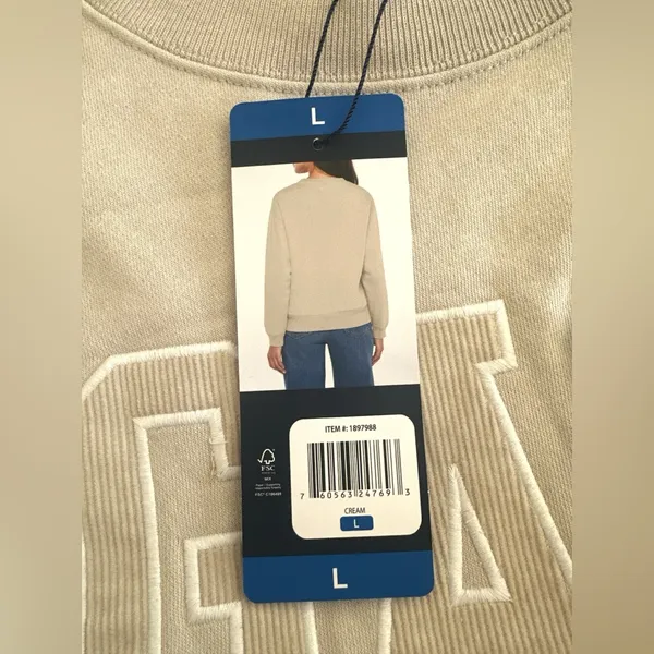 NWT Gap Women's Logo Crewneck Sweatshirt Cream Large - Image 4
