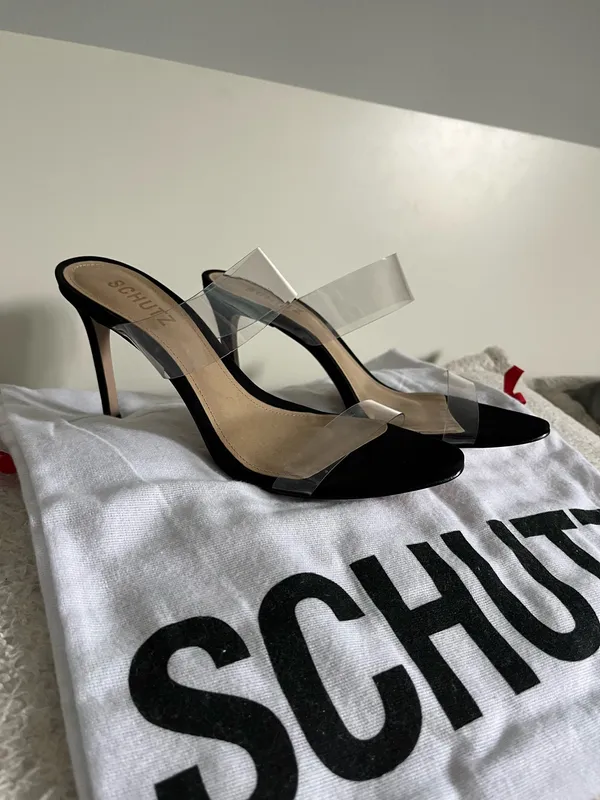 NWT Schutz Ariella Heel in Black & Transparente High Heels - Image 3