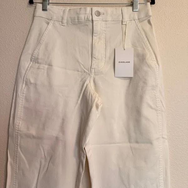 Everlane The Utility Barrel Pant Bone White Organic Cotton High Rise Size 8 NWT - Image 4
