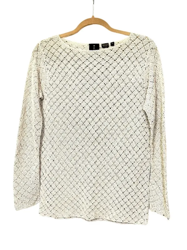 MAG Gold Knit Oversized Boatneck Sweater Sz XS - Image 9