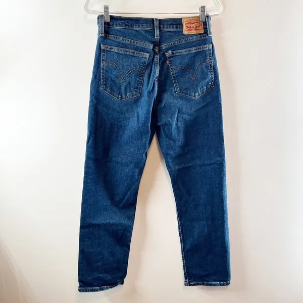 Levi's Wedgie Straight High Rise Ankle Jeans Dark Wash Blue - Image 4