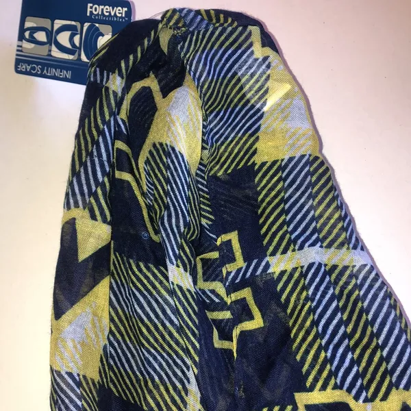 West Virginia WVU Infinity Scarf with Navy and Yellow Geometric Print - Image 5