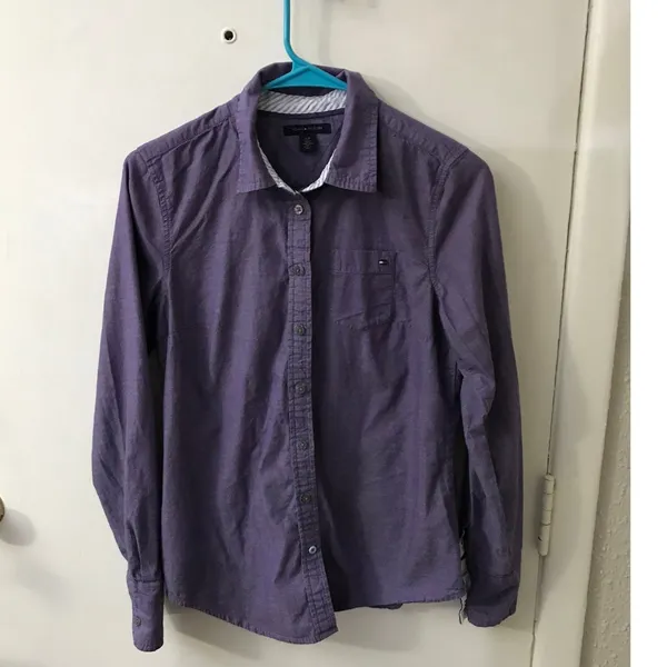Tommy Hilfiger Womens Purple Button Down Shirt S Casual Preppy Classic Academia - Image 3