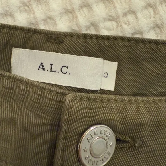 A.L.C. Frank Wide Leg Sailor Pants in Army Green Cropped size 0 - Image 4