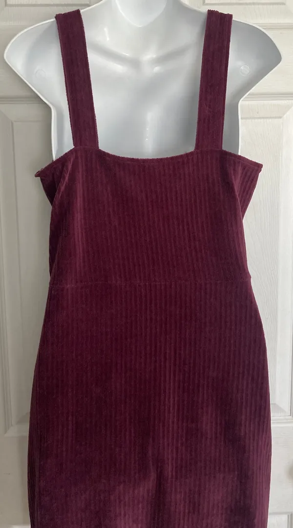 No Bo Maroon Button Front Dress L 11-13 - Image 3