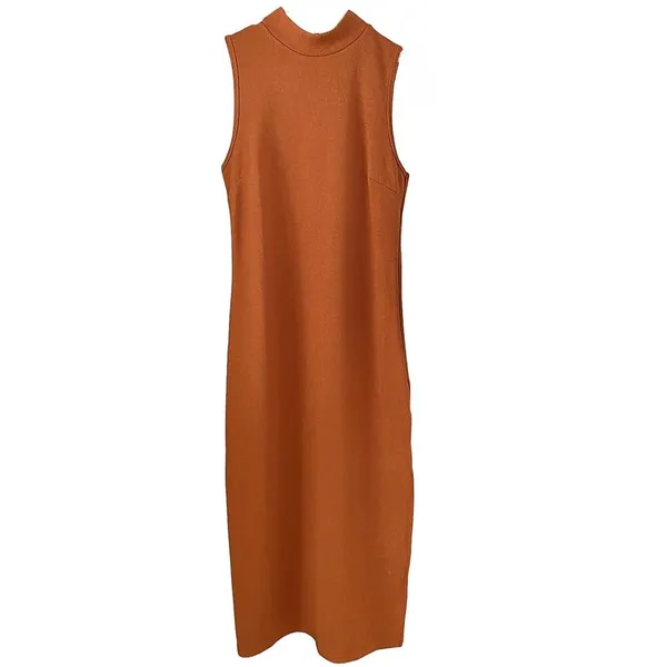 Sexy SHE & SKY High Neck Rust Midi Dress with 17" Slit ~ Women's Size MEDIUM - Image 2