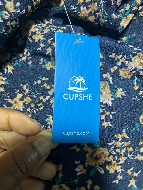 Cupshe Navy Blue Floral Deep V Ruffle Mini Dress Resort - Image 5