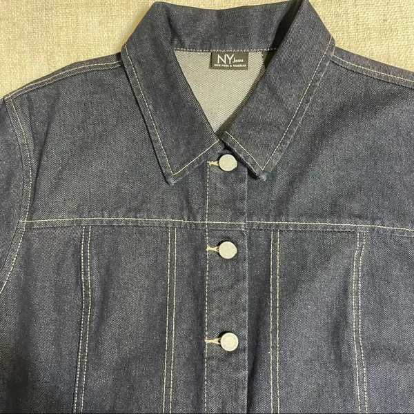 New York & Company Jean Jacket Blue Size XL - Image 6
