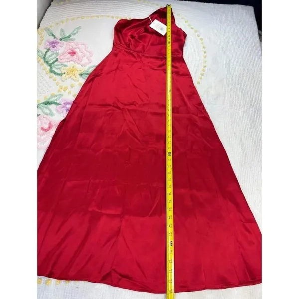 Rachel Parcell Red Silky Charmeuse One Shoulder Slit‎ Midi Dress 4 - Image 6